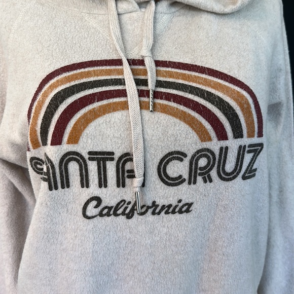 Tech styles SANTA CRUZ fleece pullover hoodie beige cream size Large - Picture 3 of 5